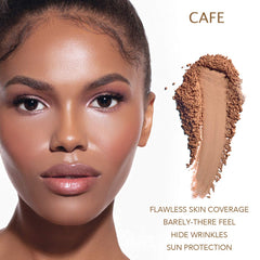 Bellaterra Cosmetics BellaTerra Café swirl application showing customizable coverage.