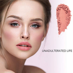Bellaterra Cosmetics Mineral Loose Blush applied to cheeks creates a natural flush and soft radiance.