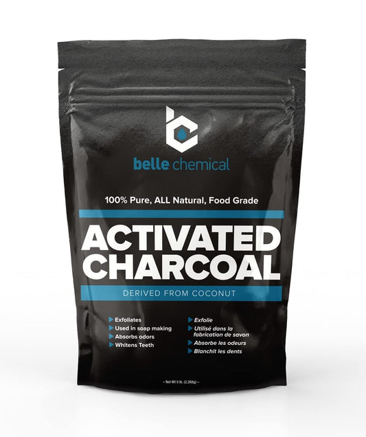 Belle Chemical Organic Coconut Activated Charcoal powder packaging for storage and freshness