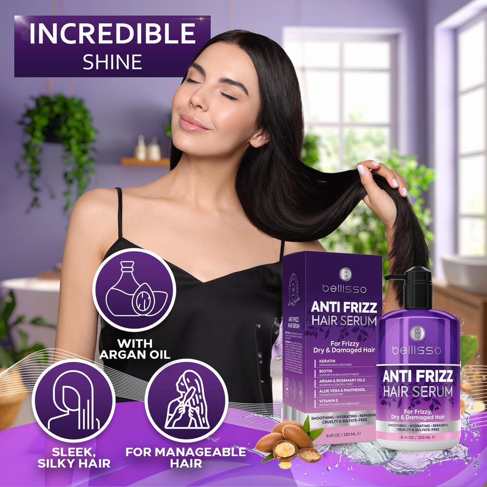 Bellisso formula highlighting keratin and biotin ingredients.