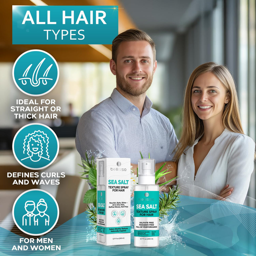 Bellisso Sea Salt Spray with hydrolyzed keratin supports elasticity