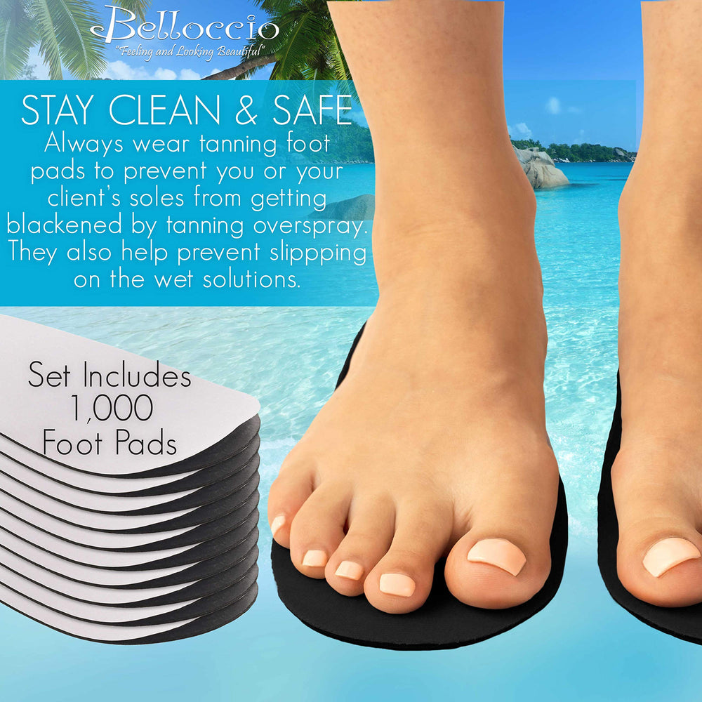 Belloccio foam tanning feet pads offer easy use and hygienic foot cover for sessions.