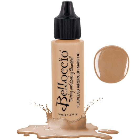 Belloccio professional airbrush foundation bottle in ivory for natural, buildable coverage.