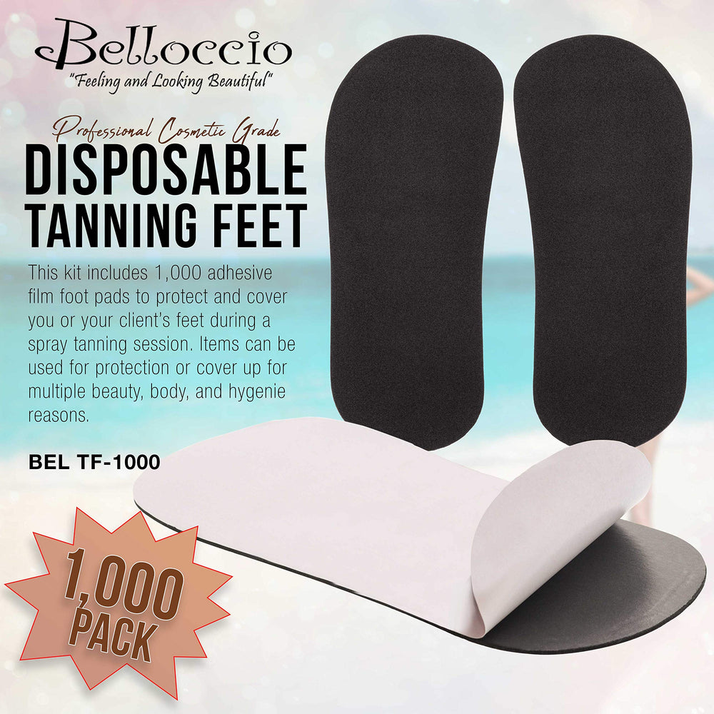 Belloccio sunless tanning tent foot protection helps clients maintain grip on wet surfaces.