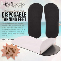Belloccio sunless tanning tent foot protection helps clients maintain grip on wet surfaces.