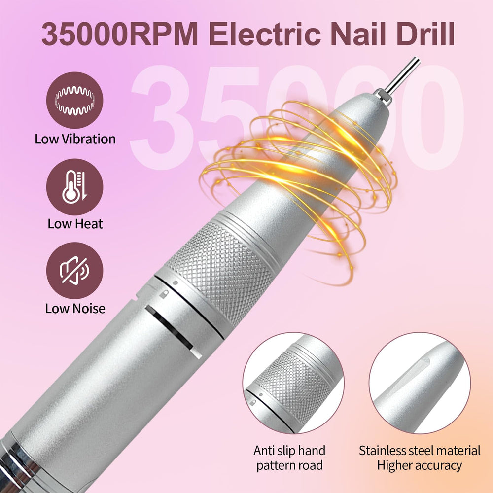 Belovedone nail drill LED display shows speed, direction, and battery level.