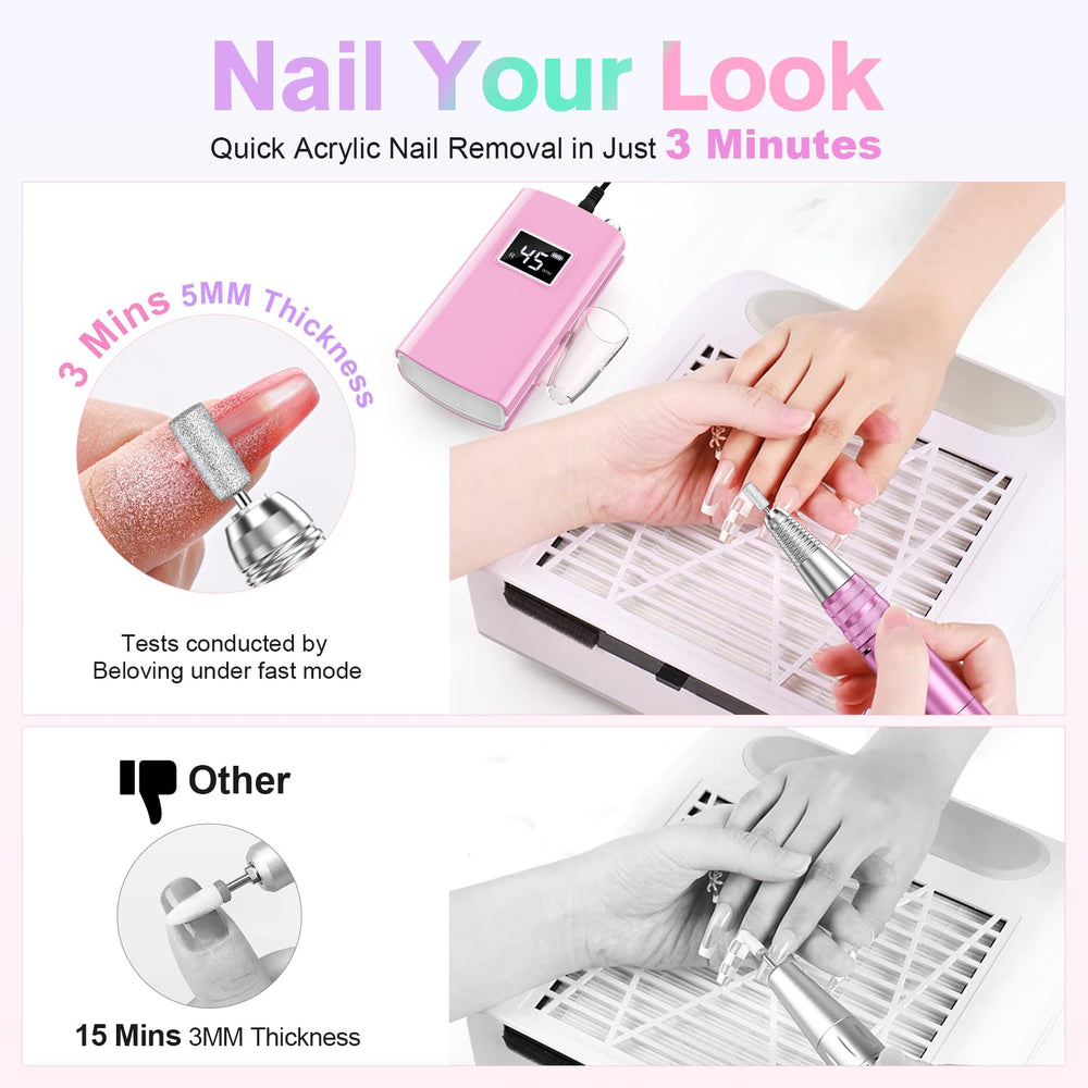 Beloving nail drill with LED display for precise speed control