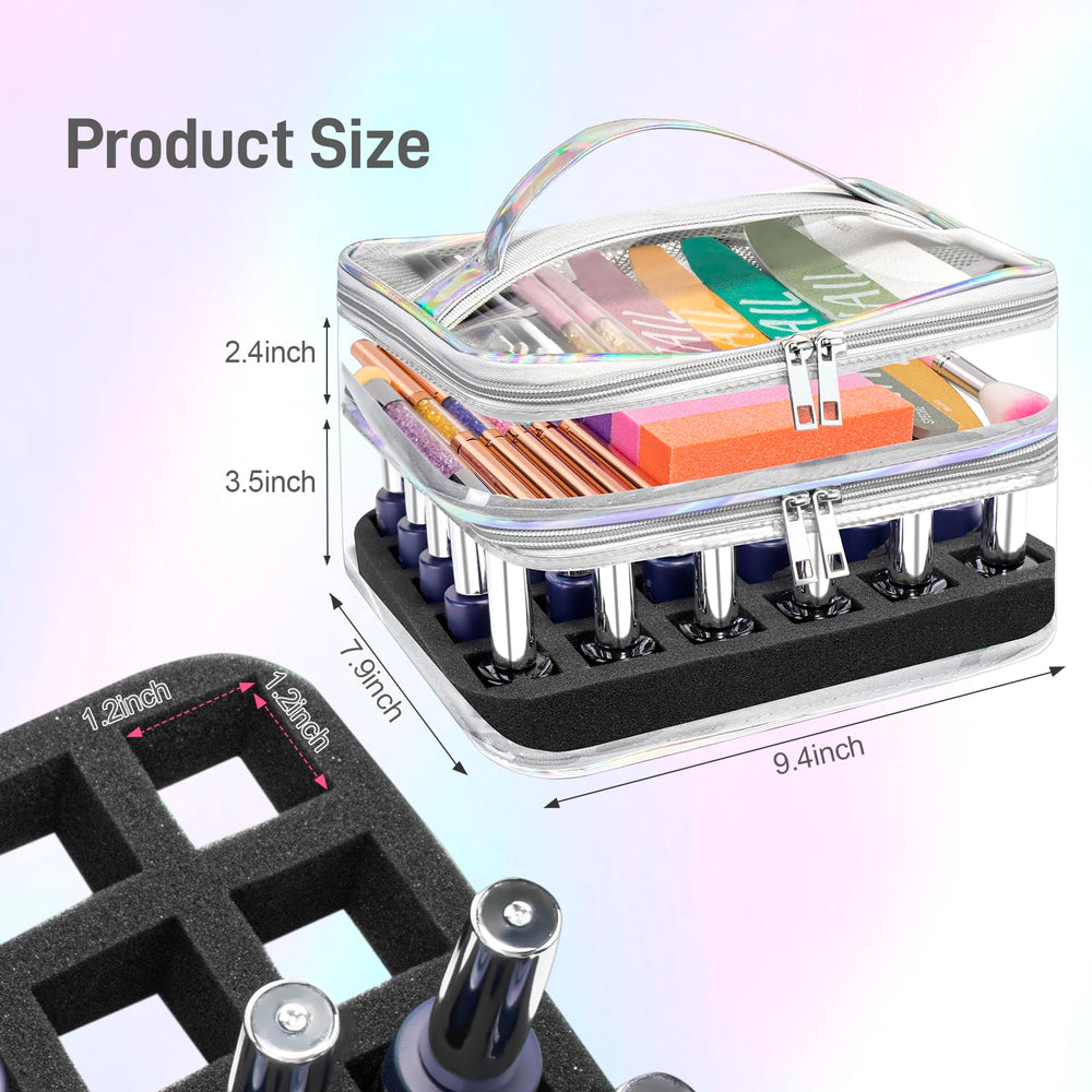 Beloving organizer holds 30 plus bottles with room for tools and accessories.