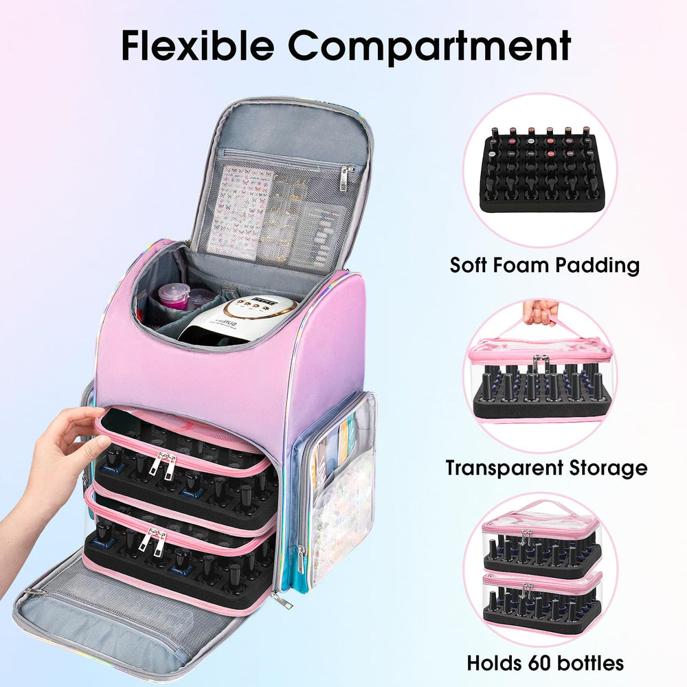 Beloving Nail Polish Organizer includes two removable cases for organized bottle storage.