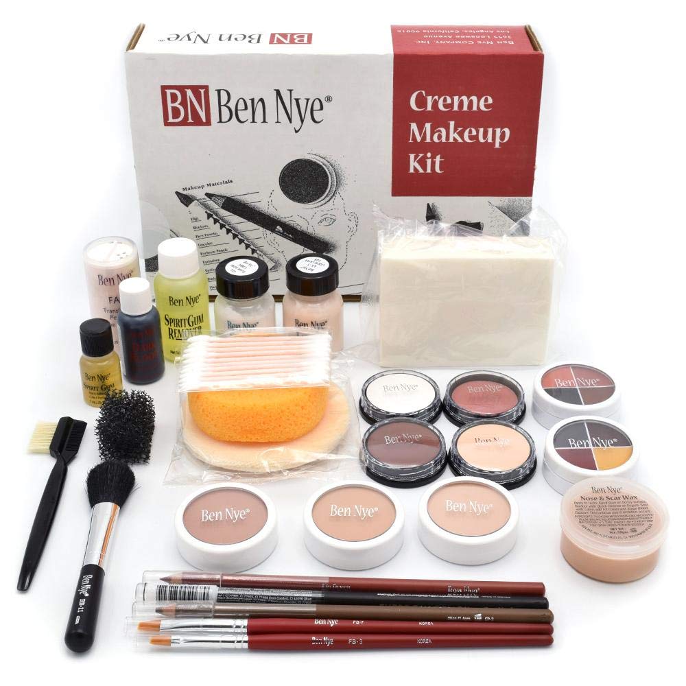 Ben Nye Theatrical Creme Makeup Kit TK-3 palette swatches showcasing rich, blendable hues for stage looks.