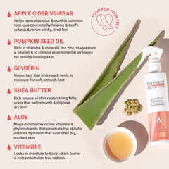 Benefeet Best Foot Forward Peeling Spray back label highlights ingredients for hydration.
