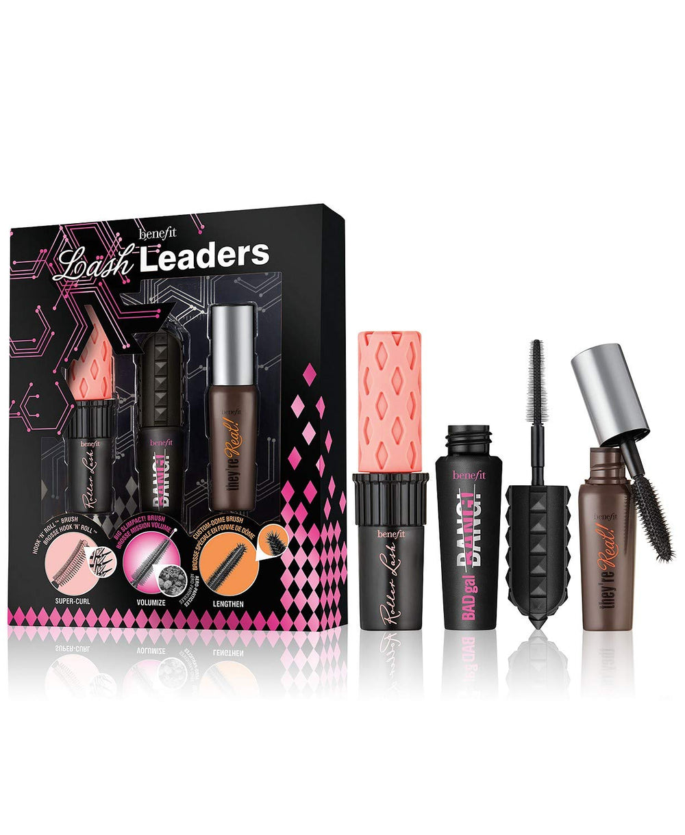 Benefit Badgal Bang mini volumizing mascara highlights bold volume for dramatic lashes.