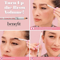 Benefit Gimme Brow+ compact in makeup bag for on-the-go touch-ups