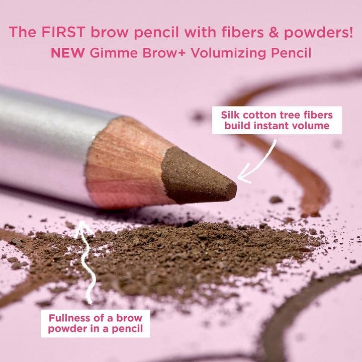 Benefit Gimme Brow+ neutral deep brown swatch shows versatile shade