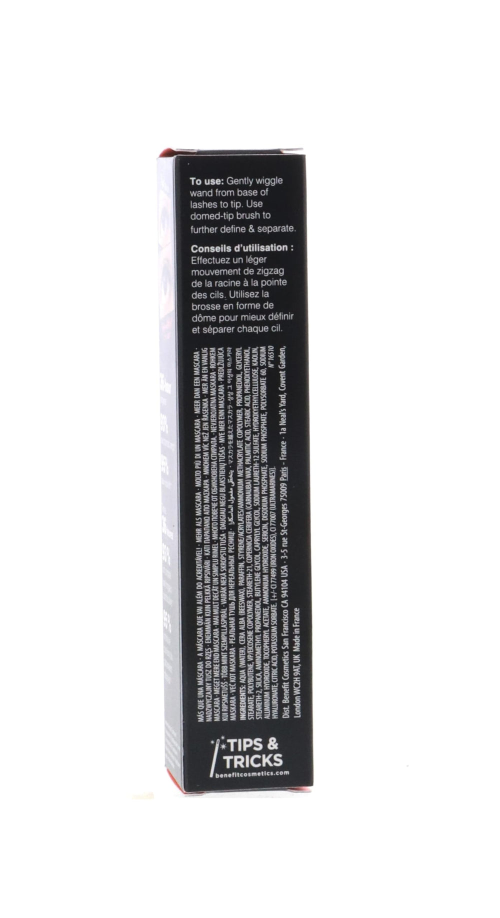 Benefit They're Real Mascara on lashes for a dramatic, lengthened look.