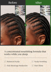 Bephor Braid Rev Scalp Balm massage scene, relaxing bedtime ritual.