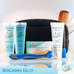 BERGMAN KELLY bulk guest amenities packaging, leak protection for easy stocking.