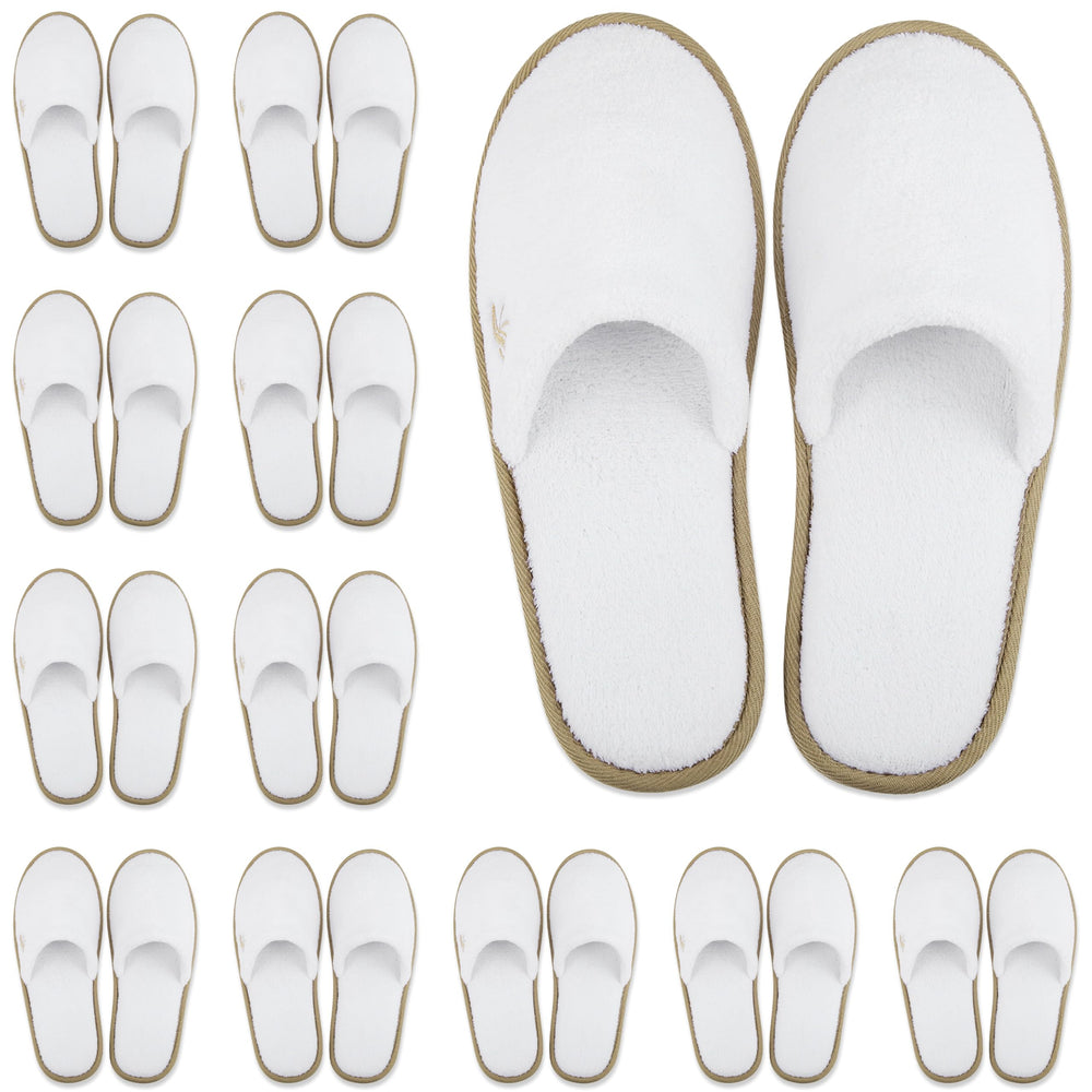 BERGMAN KELLY spa slippers closed-toe white 12-pack for hotel comfort and guest rooms.