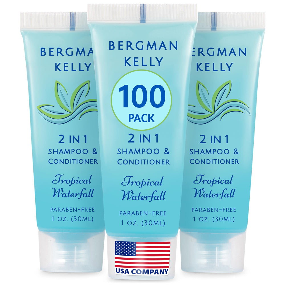 BERGMAN KELLY travel-size 2-in-1 shampoo and conditioner bottle for guest rooms