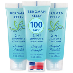 BERGMAN KELLY travel-size 2-in-1 shampoo and conditioner bottle for guest rooms