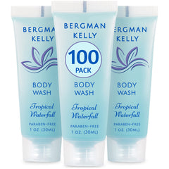 BERGMAN KELLY travel-size body wash tropical waterfall in guest bathroom for hotel experience
