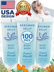 BERGMAN KELLY bulk bathroom amenity display in hotel lobby