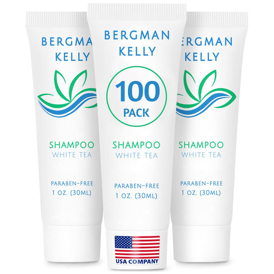 BERGMAN KELLY travel-size shampoo with foil seal 1oz for leak-proof guest amenities