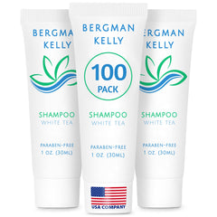 BERGMAN KELLY travel-size shampoo with foil seal 1oz for leak-proof guest amenities