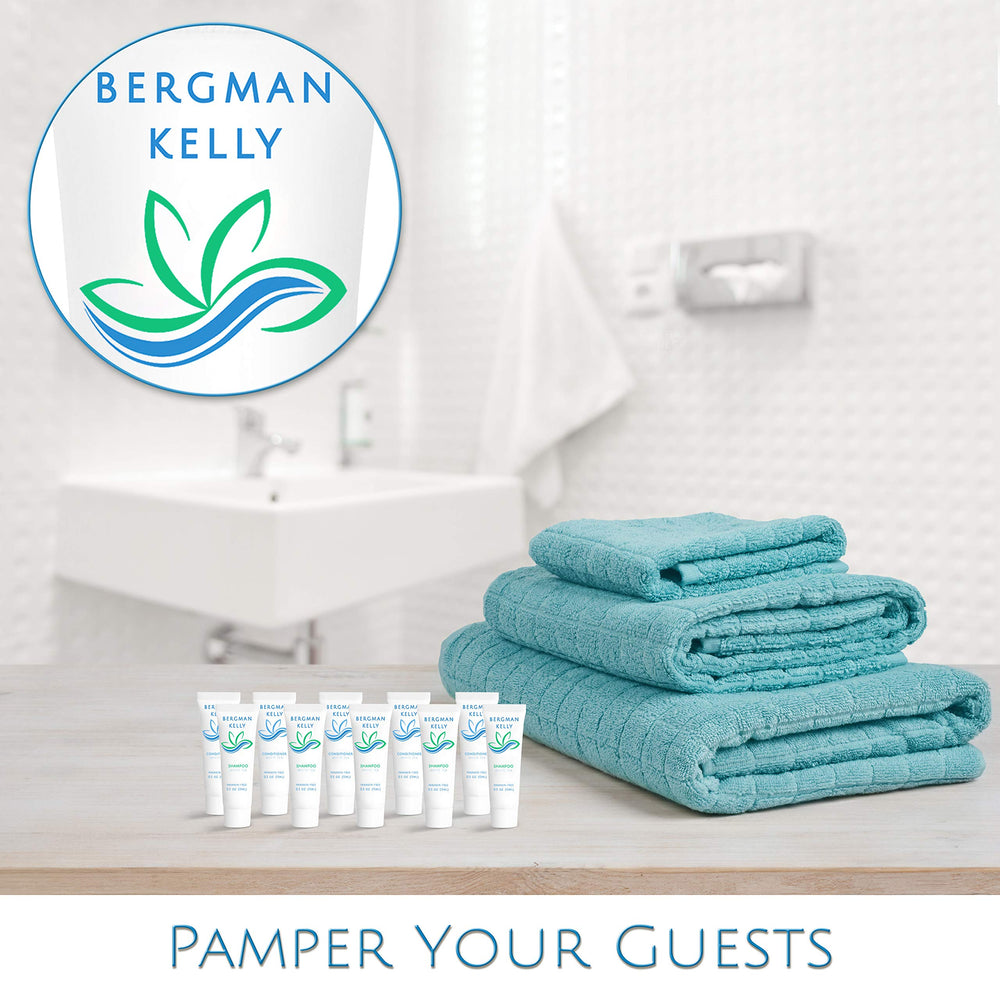 BERGMAN KELLY white tea scented conditioner bottle enhances bathroom ambiance.