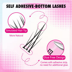 Bershnor glueless bottom lashes application takes about 30 seconds