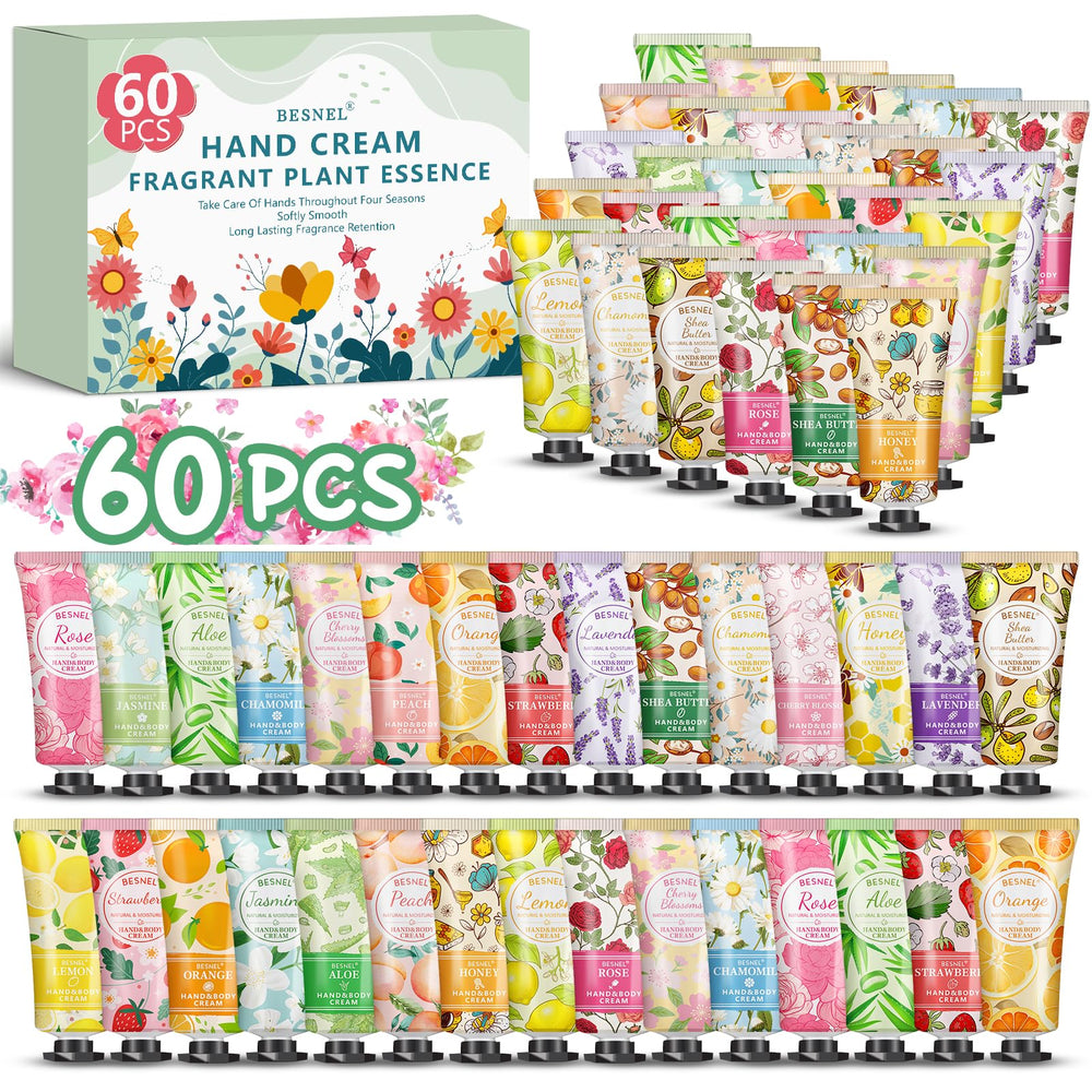 Besnel 60-pack hand cream gift set with varied fragrances for daily mood uplift