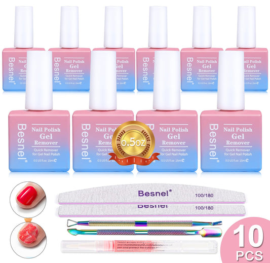 BESNEL gel nail polish remover 10-pack pack shot for quick removal at home.