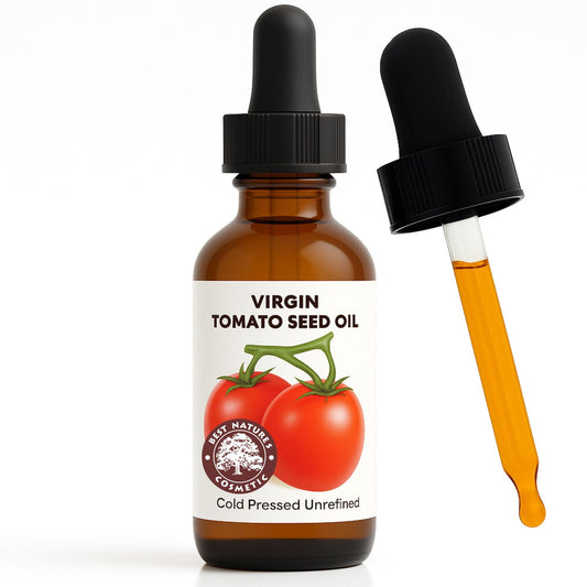 Best Nature's Cosmetics tomato seed oil bottle with dropper for daily hydration.
