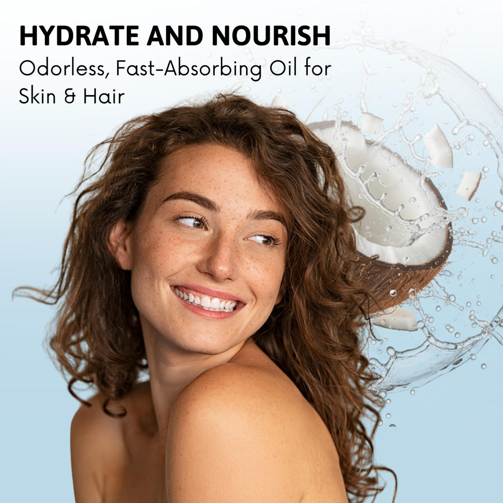 Best of Nature fractionated coconut oil application on skin for soft, non-greasy feel.