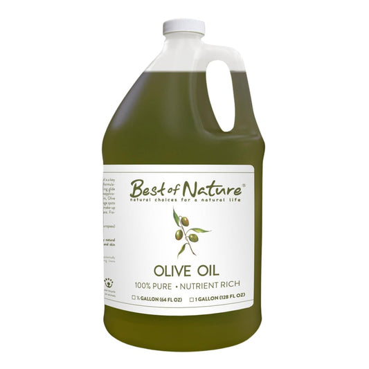 Best of Nature Olive Oil bottle pour for smooth massage prep.