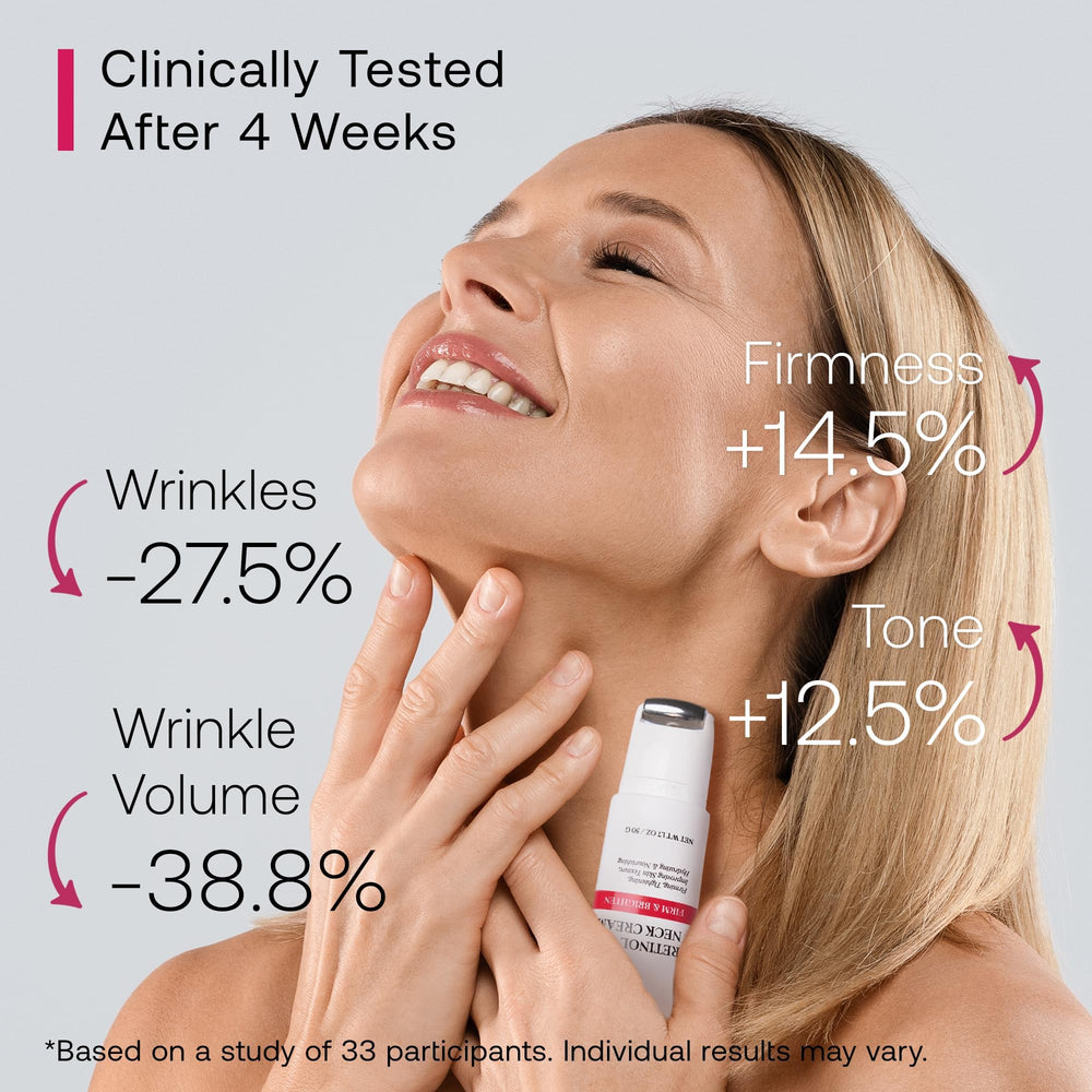Bestkiss neck cream on neck skin shows smoothing effect
