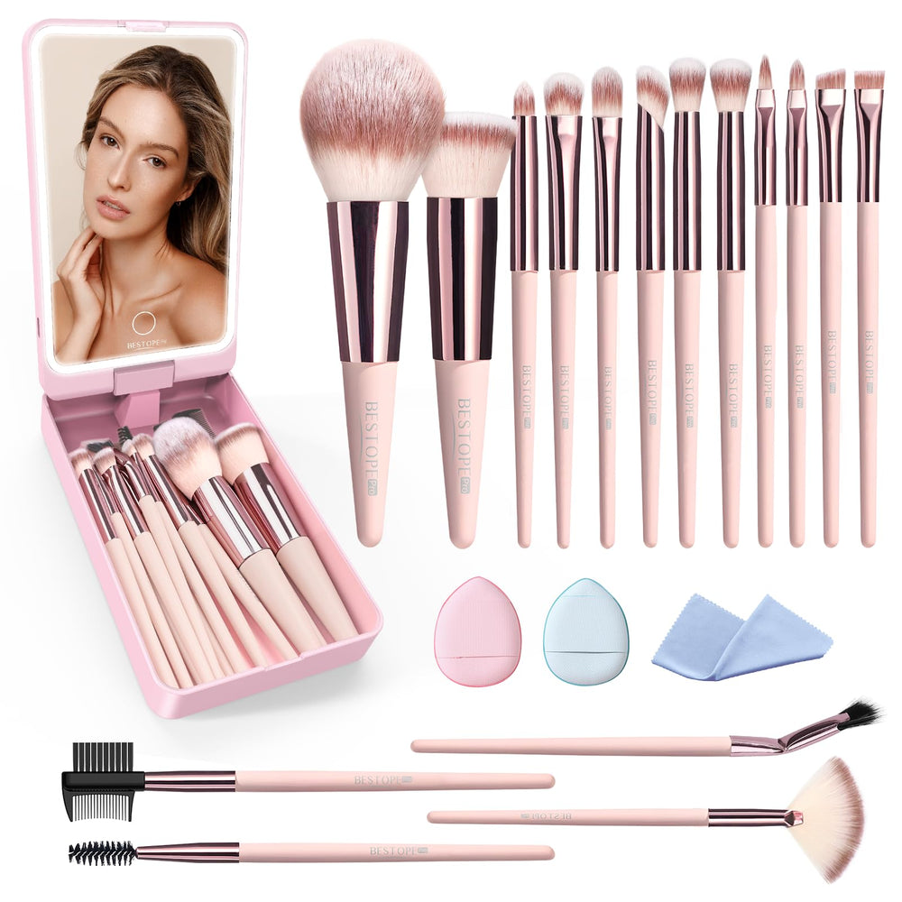 BESTOPE PRO makeup brush set in case for organized travel use