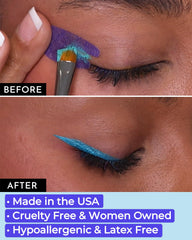 Beth Bender Beauty Pro Go Eyeliner Stencil on eye creates sharp, symmetrical liner effortlessly.