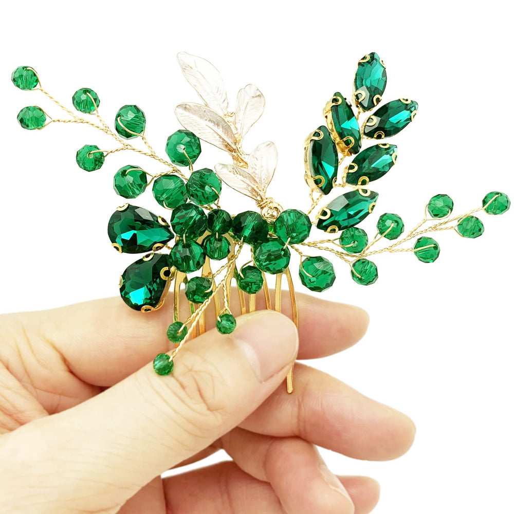 BETITETO green crystal leaf hair vine for garden wedding looks