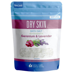 Better Bath Better Body dry skin bath salt jar showing premium Epsom salts for soothing relief.