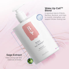 Better Not Younger biotin-bamboo-hop-sage blend illustration for stronger strands.