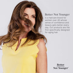 Better Not Younger cruelty-free paraben-free badge emphasizes clean care.