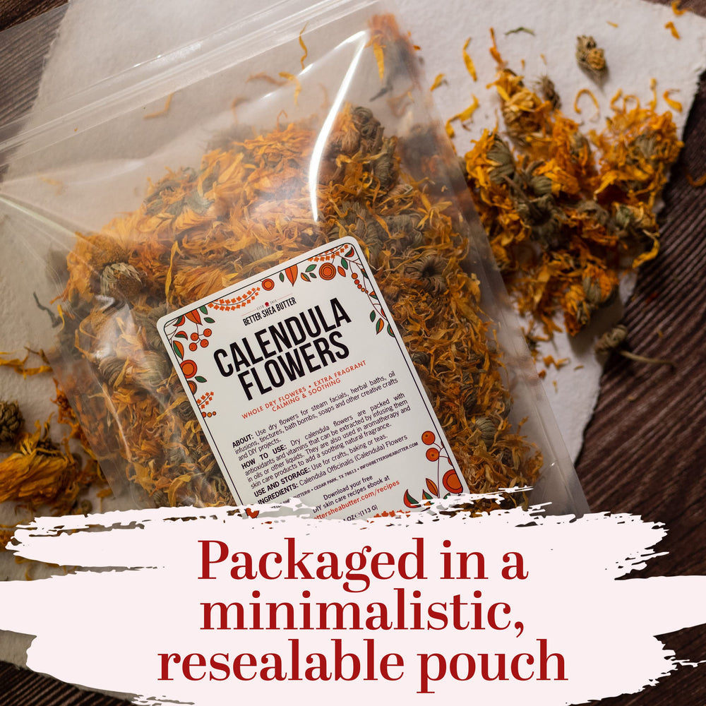 Better Shea Butter calendula flowers for pet snacks, a gentle nibble for small mammals.