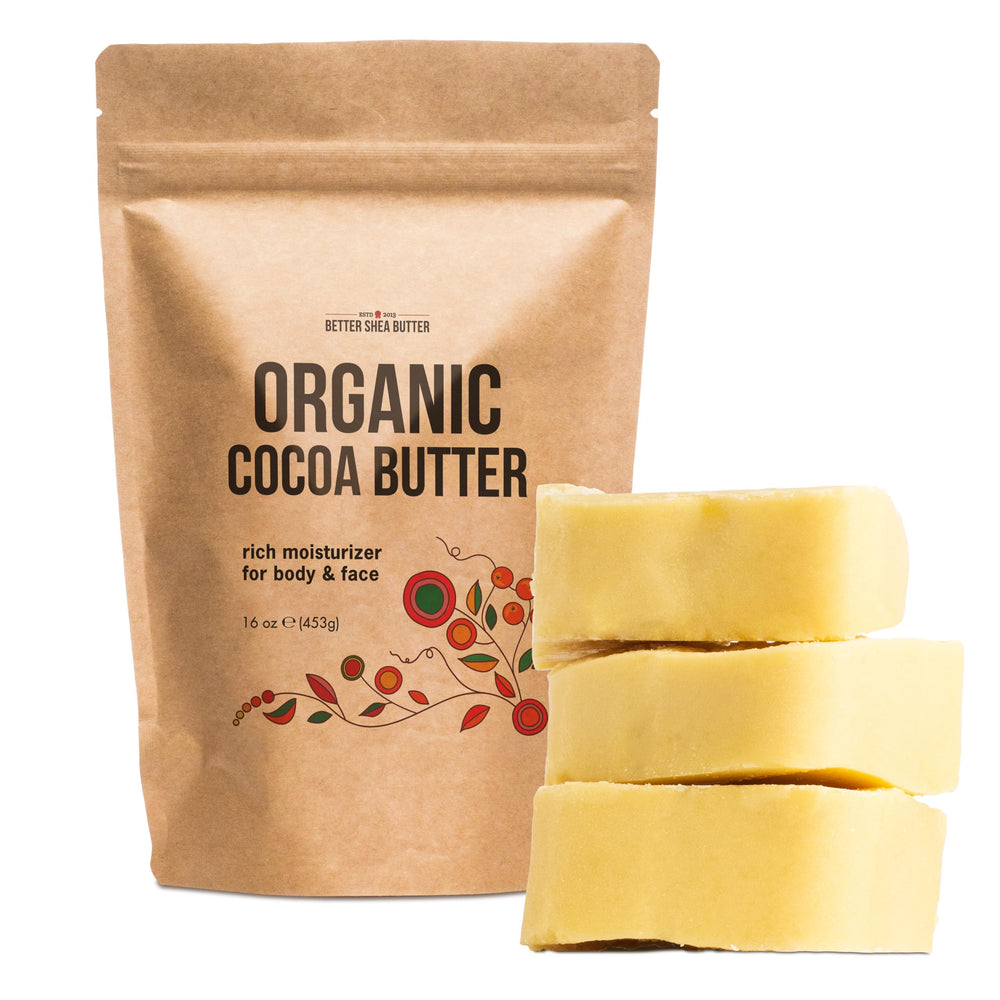 Better Shea Butter Cocoa Butter Block 1lb as a pure moisturizing skincare base