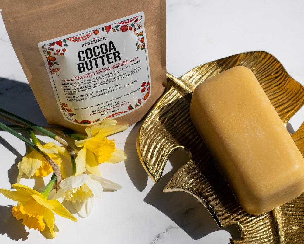 Better Shea Butter Raw Cocoa Butter Lip Balm Ingredient for soft lips in DIY balms.