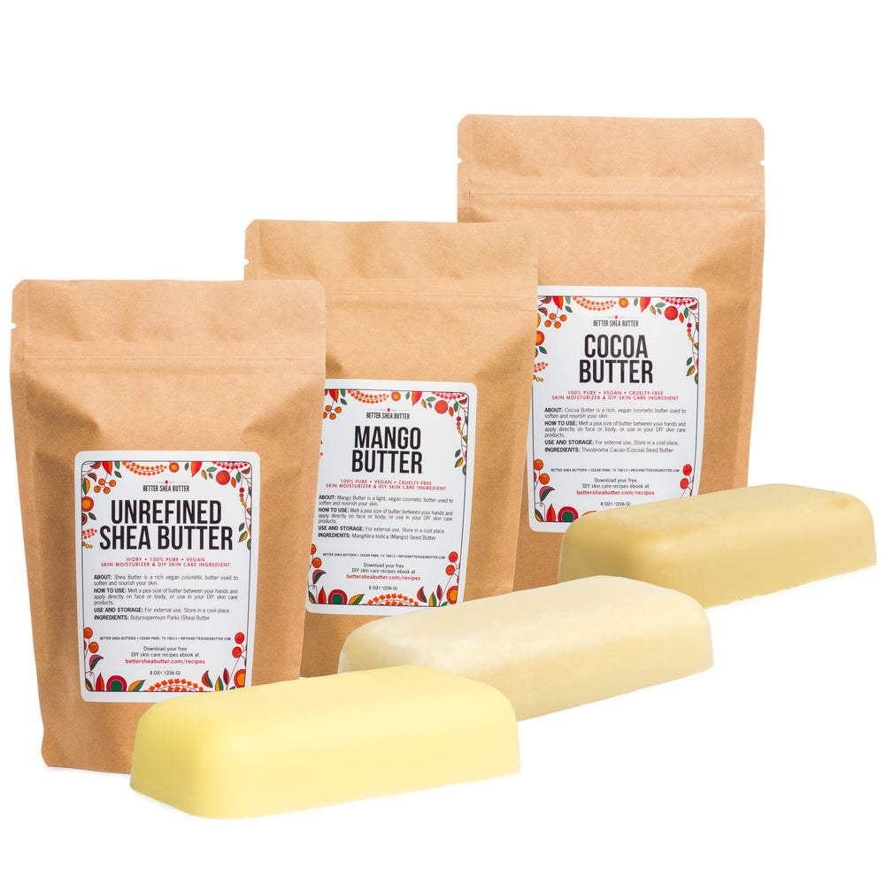 Better Shea Butter set of three jars front view for all-in-one skin care