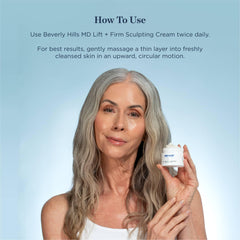 Beverly Hills MD Lift & Firm cream on décolleté for smoother skin.