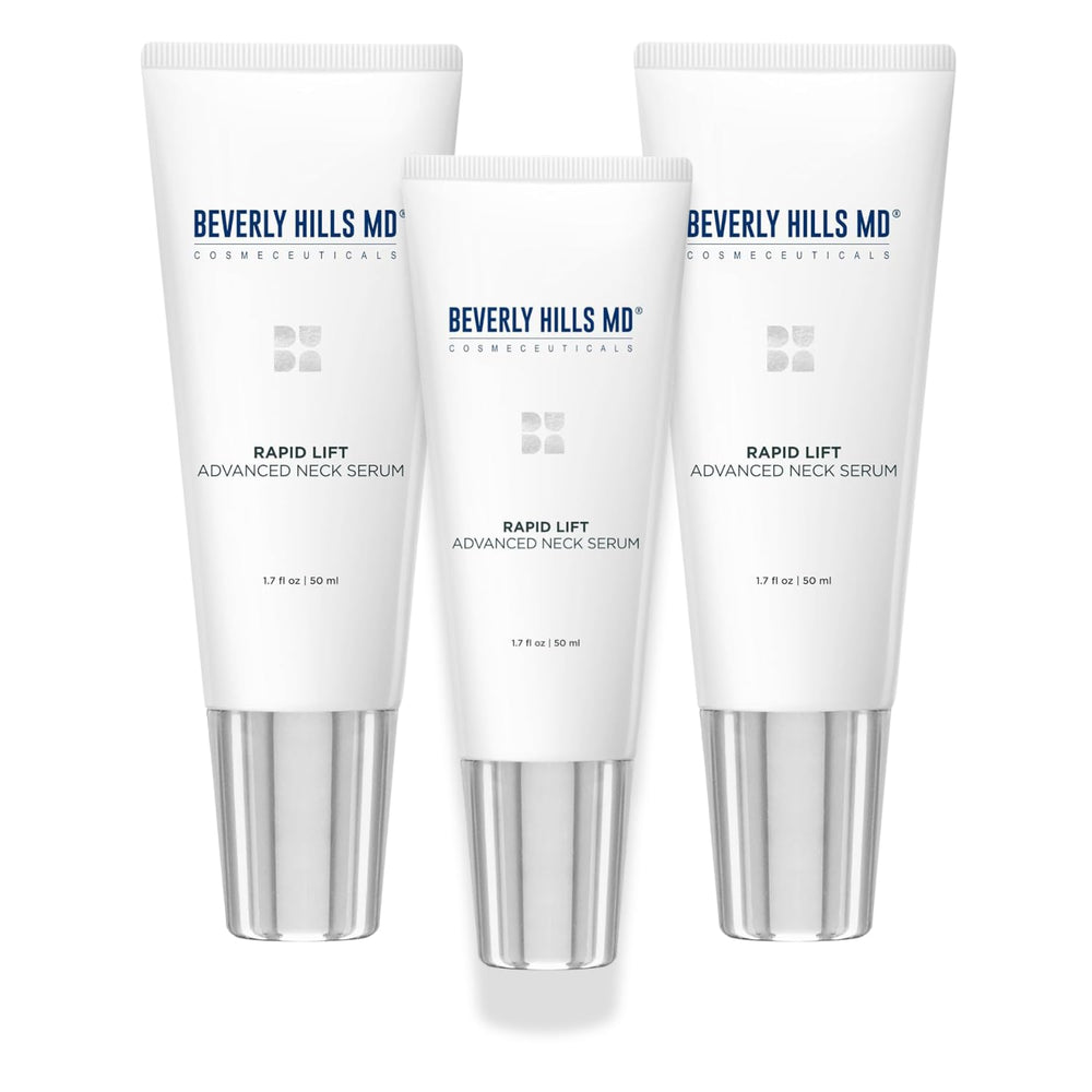 Beverly Hills MD Rapid-Lift neck serum application for firmer neck and smoother skin