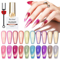 Bevimee cat-eye gel polish collection front view for versatile at-home manicures.