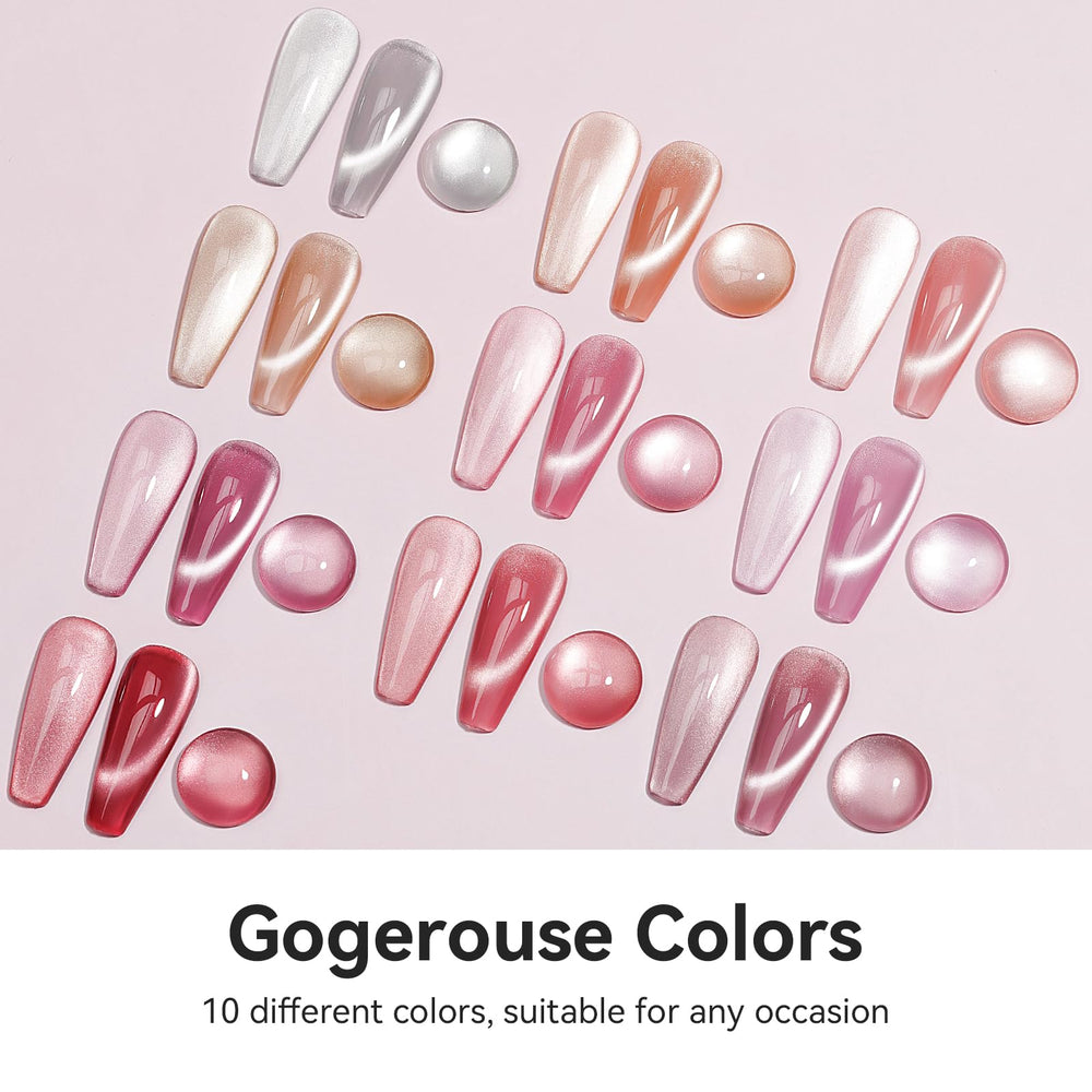 Bevimee gel nail polish collection of 10 colors for vibrant manicure options.